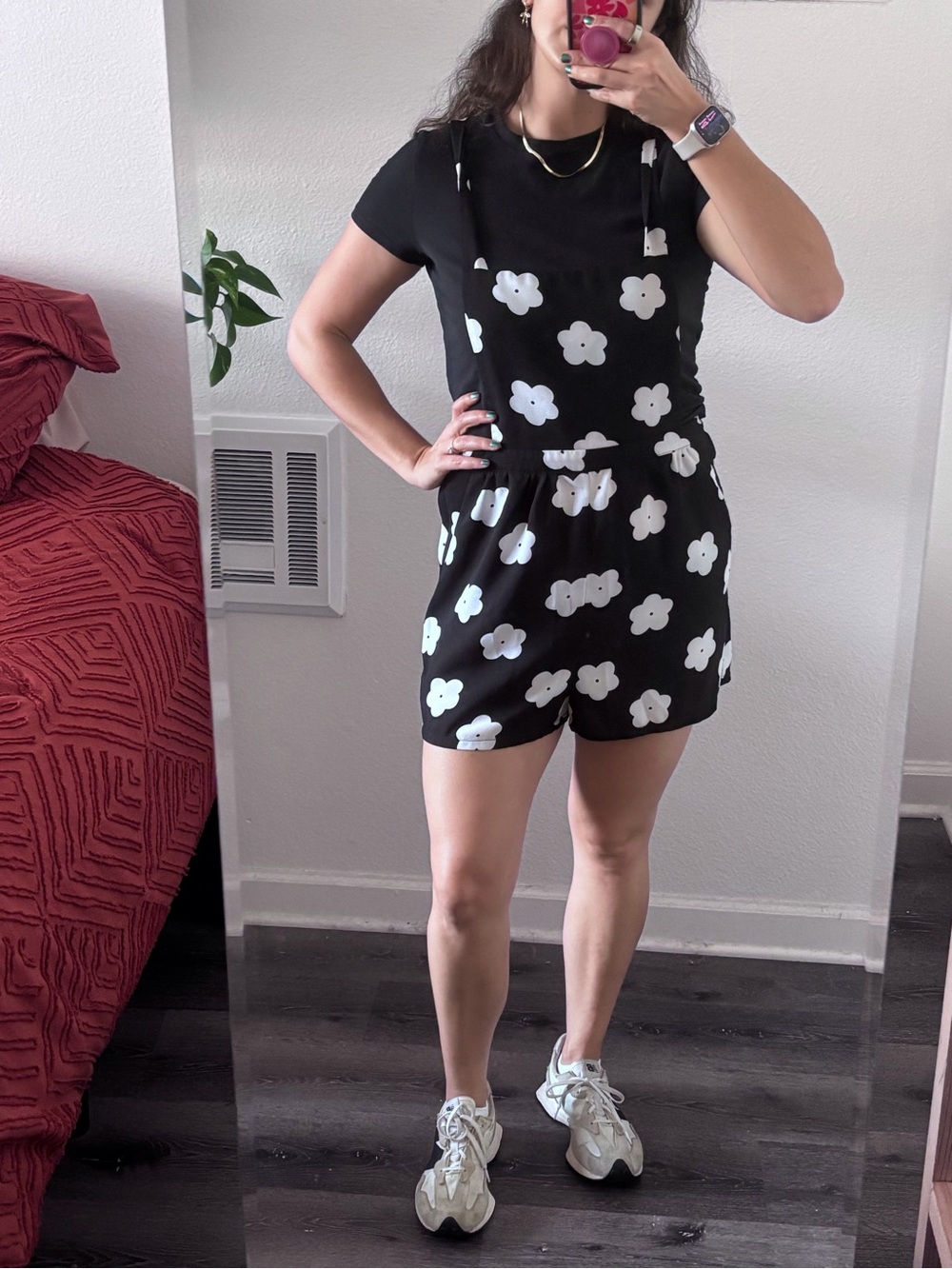Black Floral Print Women's Shorts